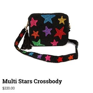 Tiana Black Crossbody Bag with Colorful Stars
